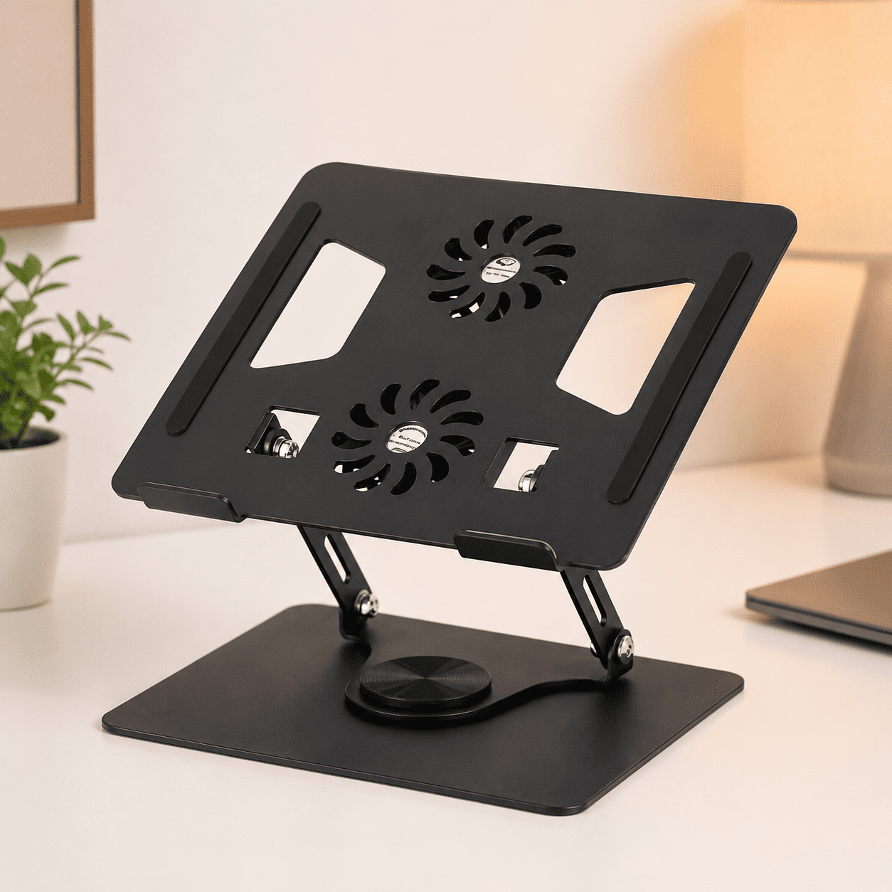 support-laptop-ergonomique-aluminium-noir-bureau