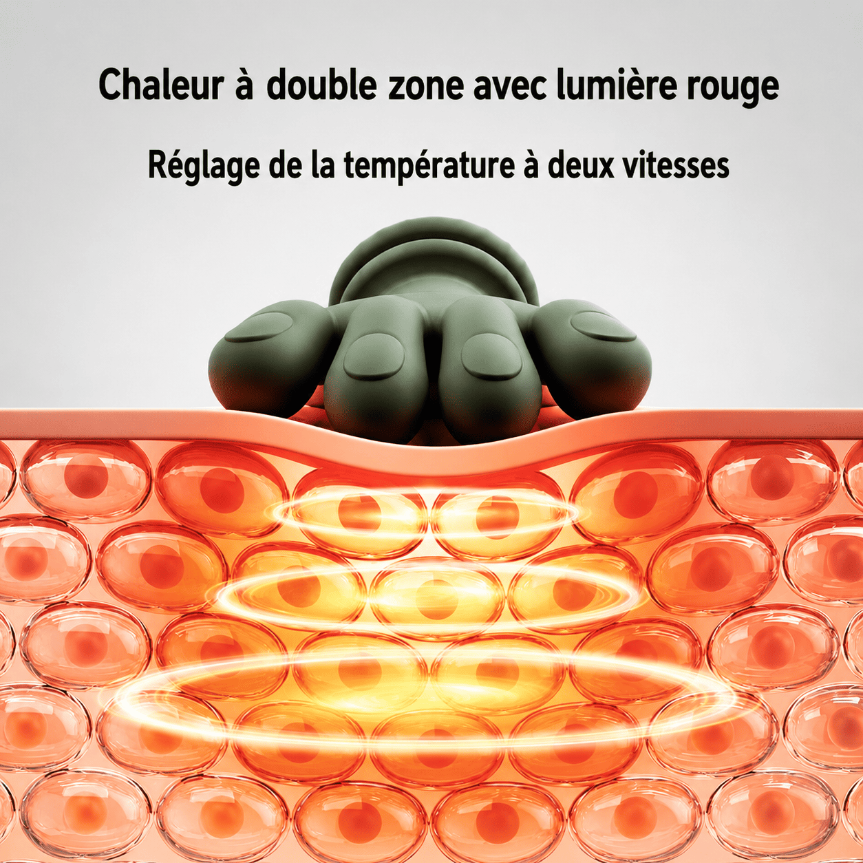 Masseur cervical chauffant avec technologie de chaleur à double zone et lumière rouge, conçu pour apaiser les tensions musculaires du cou, des épaules et des trapèzes. Appareil de massage électrique avec réglage de température à deux niveaux pour une relaxation profonde, amélioration du confort musculaire et détente optimale à domicile ou au bureau.