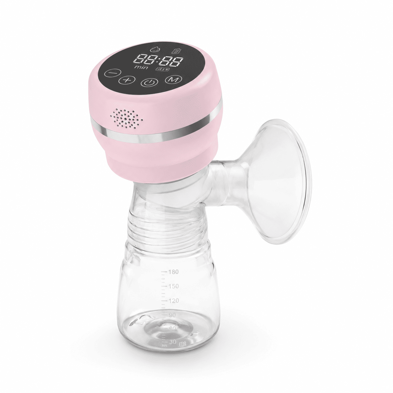 Lectric Breast Pump tire-lait &eacute;lectrique portable rose et blanc &eacute;cran LED fond blanc