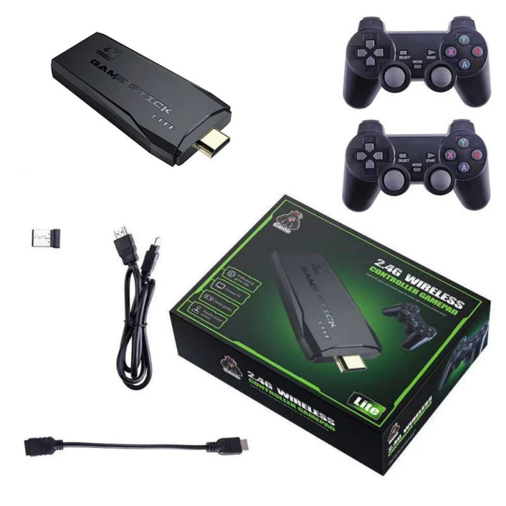 Mini Console Arcade Game Stick Lite 4K HDMI + 2 Manettes Sans Fil Plus De 3500 Jeux