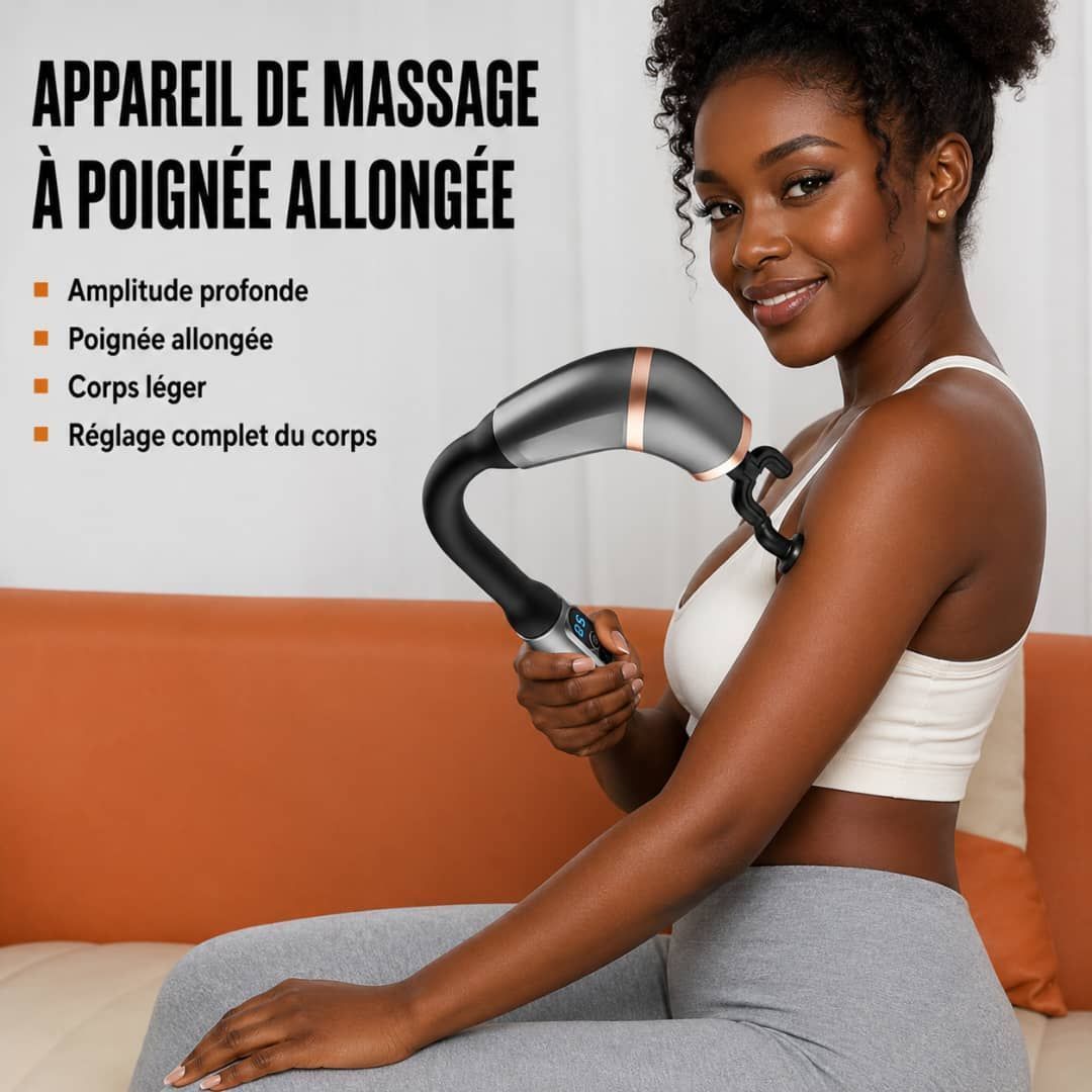 Masseur Électrique Percussif Sans Fil pour Cou, Épaules et Corps – 4 Têtes de Massage Interchangeables