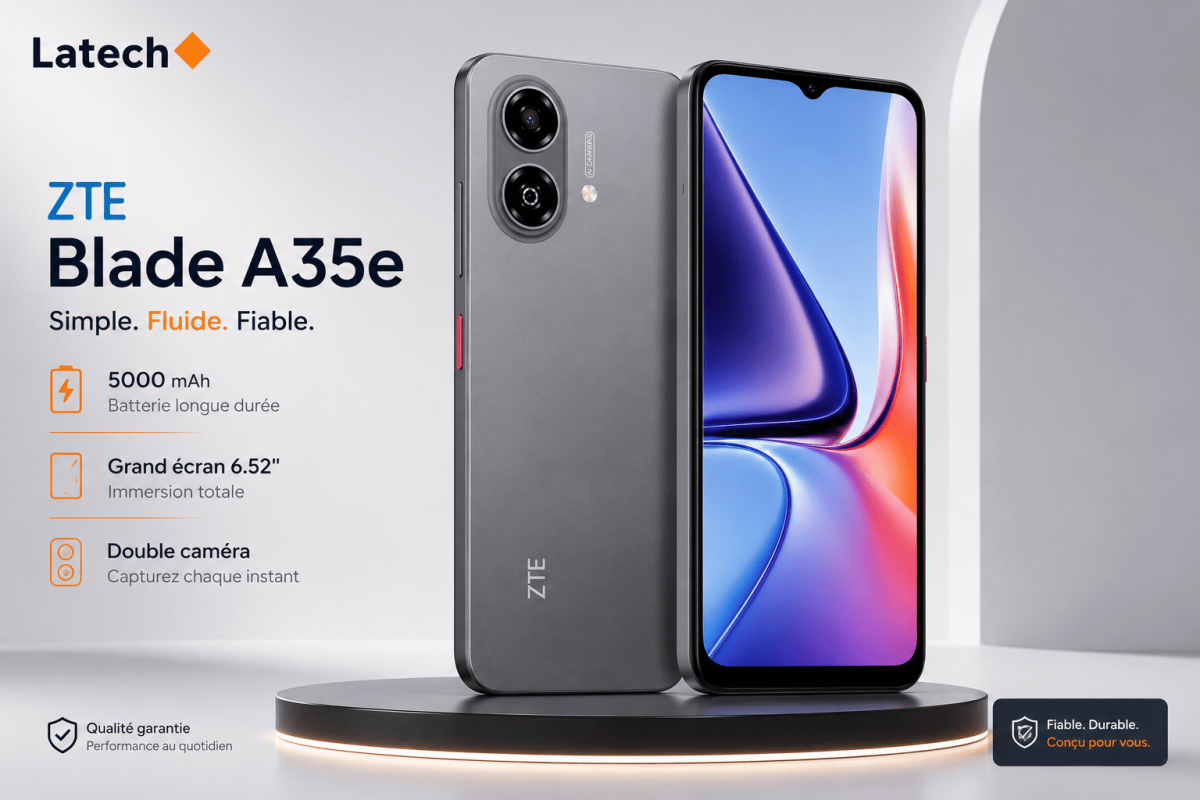 ZTE Blade A35e 128Go / 4Go RAM – Smartphone Android 6.52" HD, Batterie 5000mAh