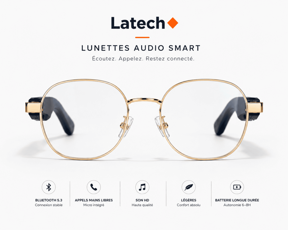 Lunettes Audio Connectées Bluetooth SmartSound™ – Smart Audio Glasses Sans Fil avec Micro Intégré
