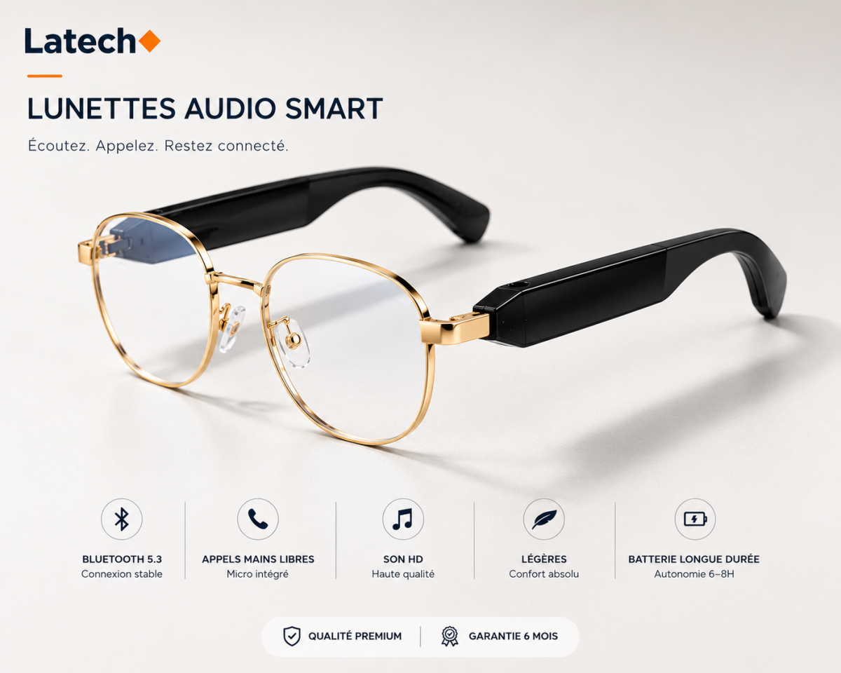 Lunettes Audio Connectées Bluetooth SmartSound™ – Smart Audio Glasses Sans Fil avec Micro Intégré