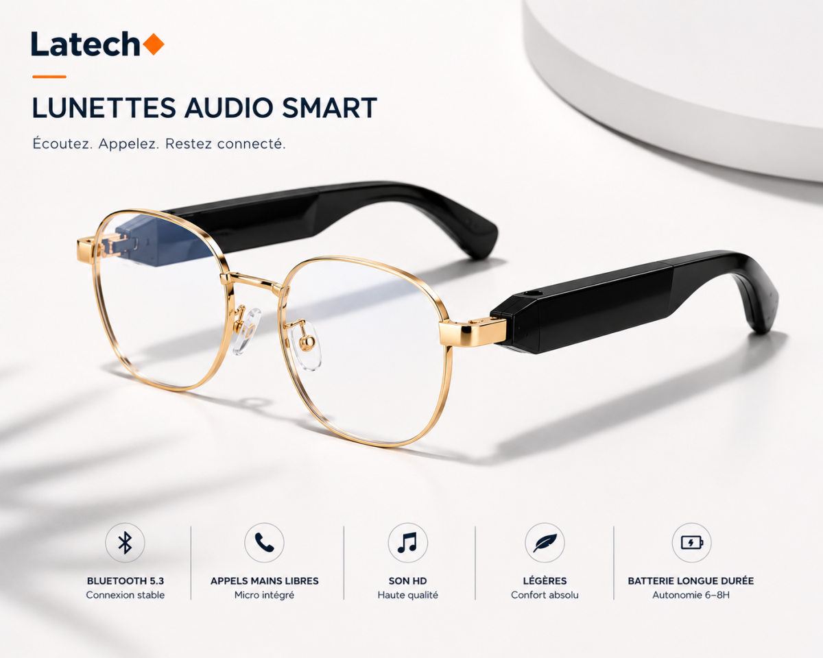 Lunettes Audio Connectées Bluetooth SmartSound™ – Smart Audio Glasses Sans Fil avec Micro Intégré