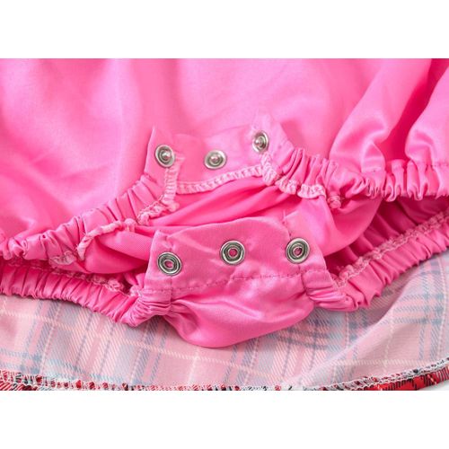 Produit 1 : Ensemble bébé fille rose à carreaux Produit 2 : Ensemble bébé fille violet à fleurs