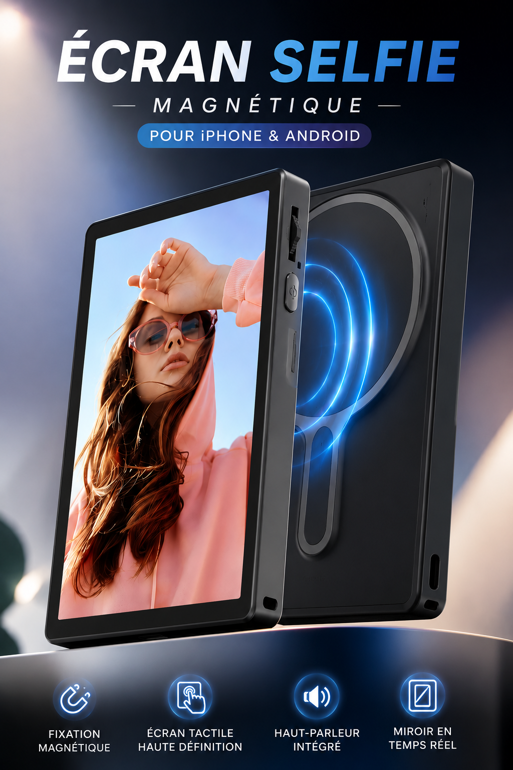 📸 Écran Selfie Magnétique – Pour iPhone & Android