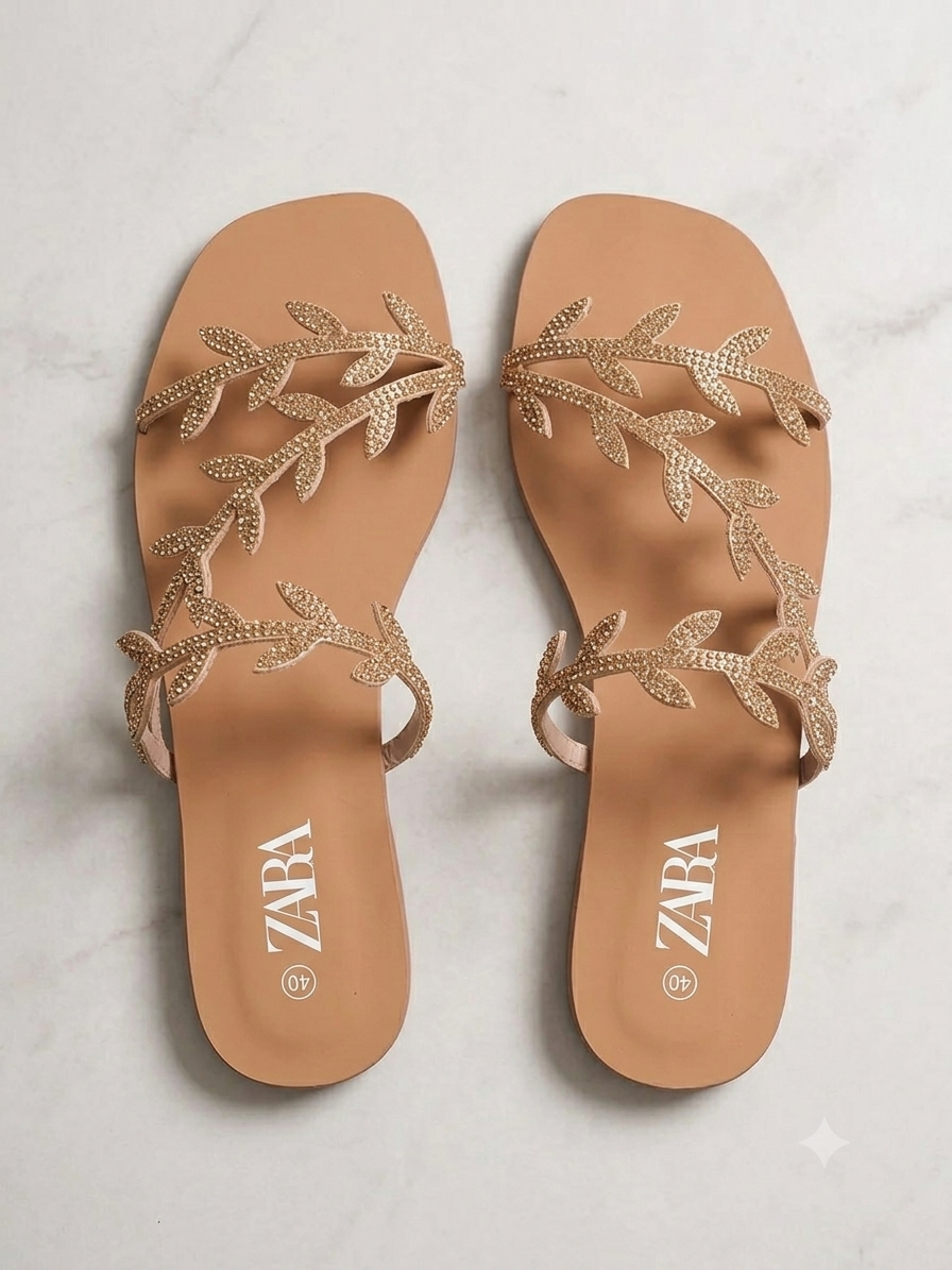 Sandales Feuilles Strass